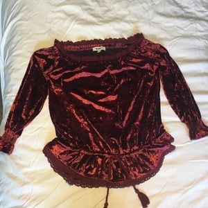 Red, burgundy velvet dress top